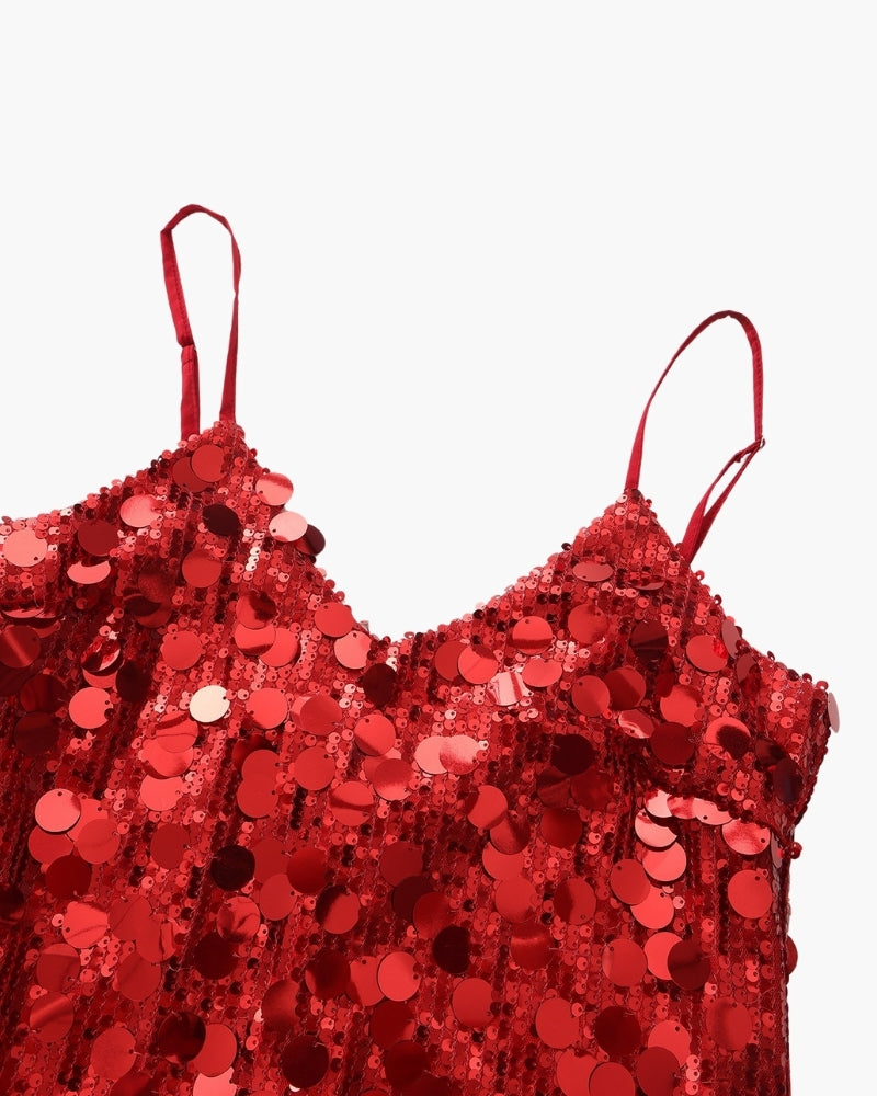 Vestido curto de festa com lantejoulas