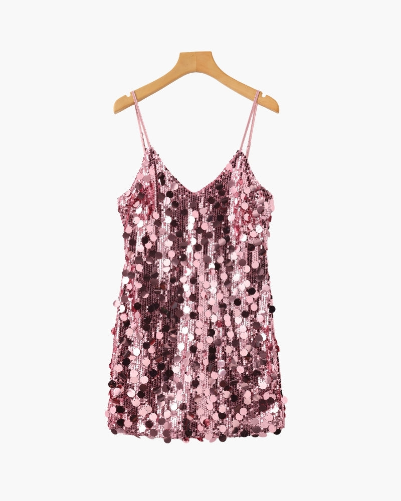 Vestido curto de festa com lantejoulas