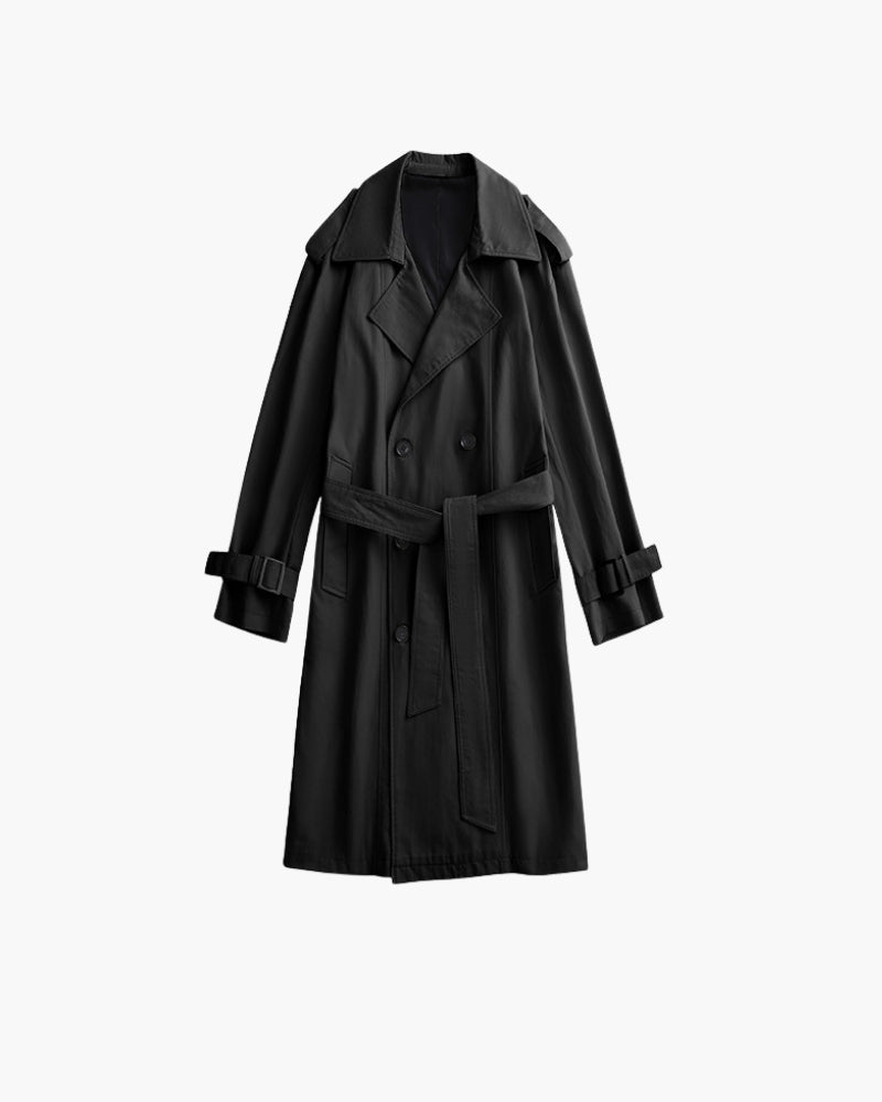 Trench coat clássico de abotoamento duplo