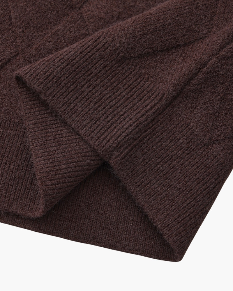 Suéter de gola redonda com tricô em losango