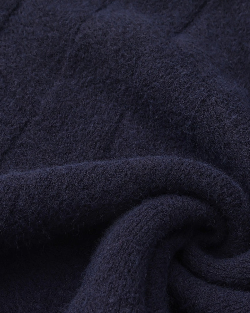 Suéter de gola redonda com tricô em losango