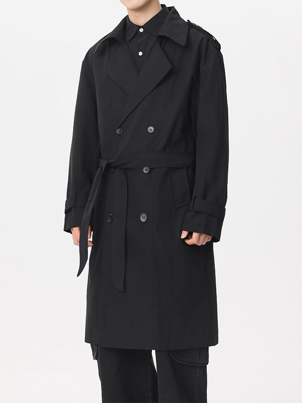 Trench coat clássico de abotoamento duplo