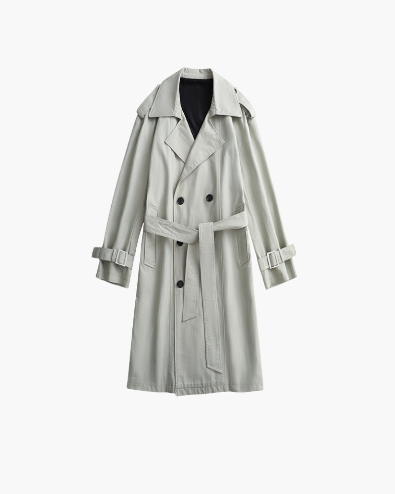 Trench coat clássico de abotoamento duplo