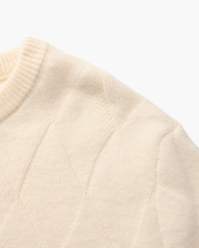 Suéter de gola redonda com tricô em losango