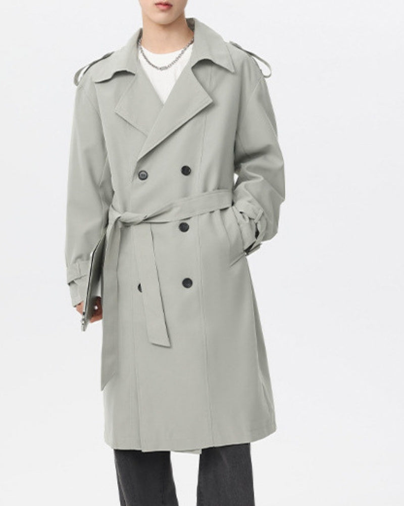 Trench coat clássico de abotoamento duplo