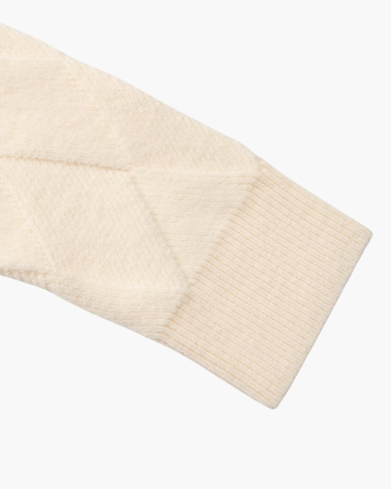 Suéter de gola redonda com tricô em losango