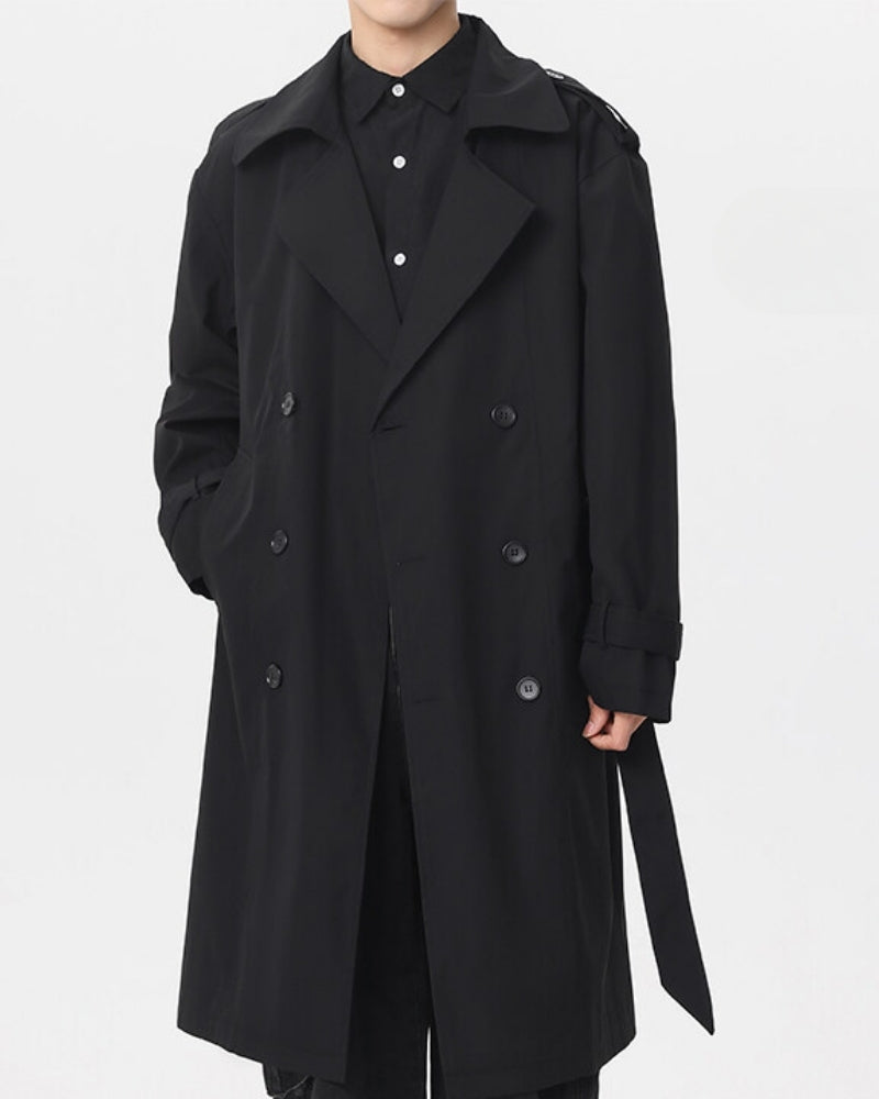 Trench coat clássico de abotoamento duplo