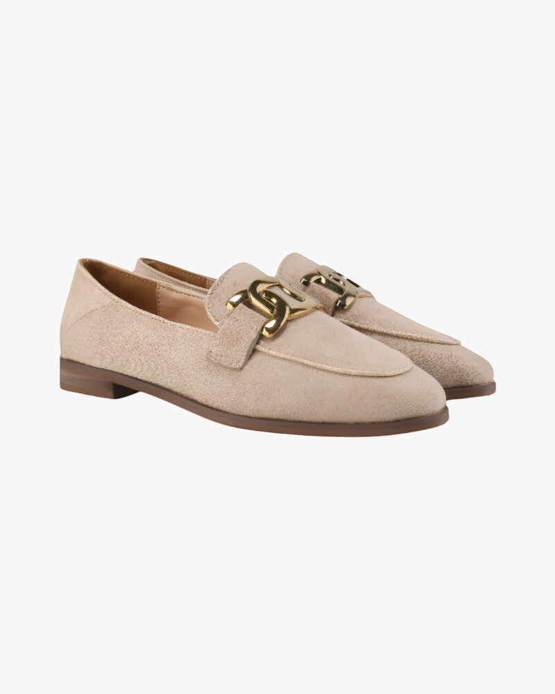 Luxury Suede Loafers for Women Florence in Beige, handcrafted Italian design by Pianizzo