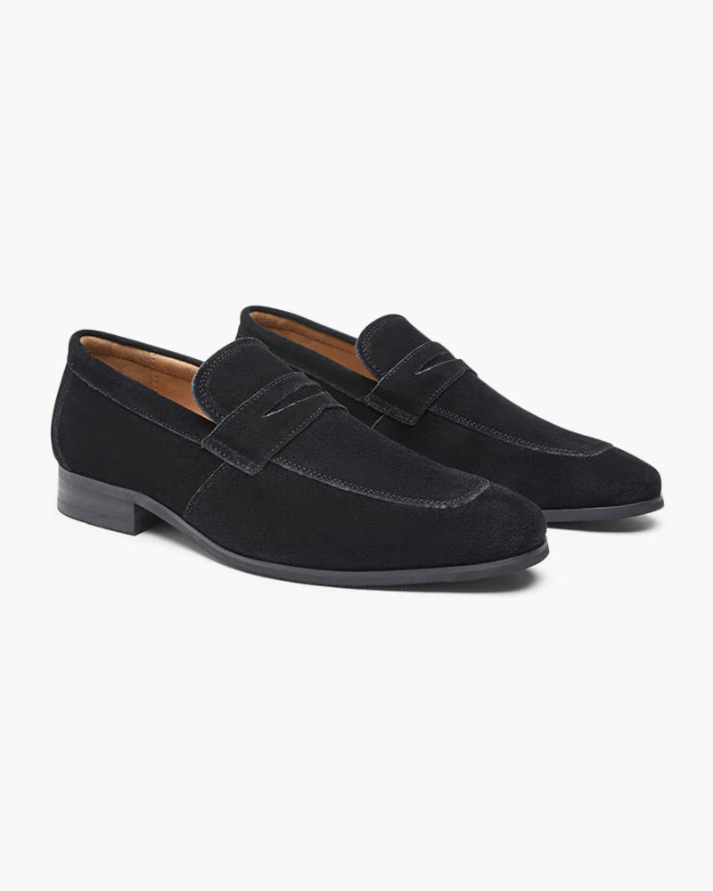 Pianizzo Genova suede loafers in black — Italian handcrafted men’s loafers