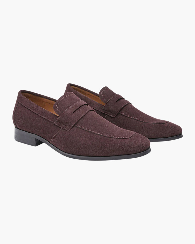 Pianizzo Genova suede loafers in brown — quiet luxury footwear