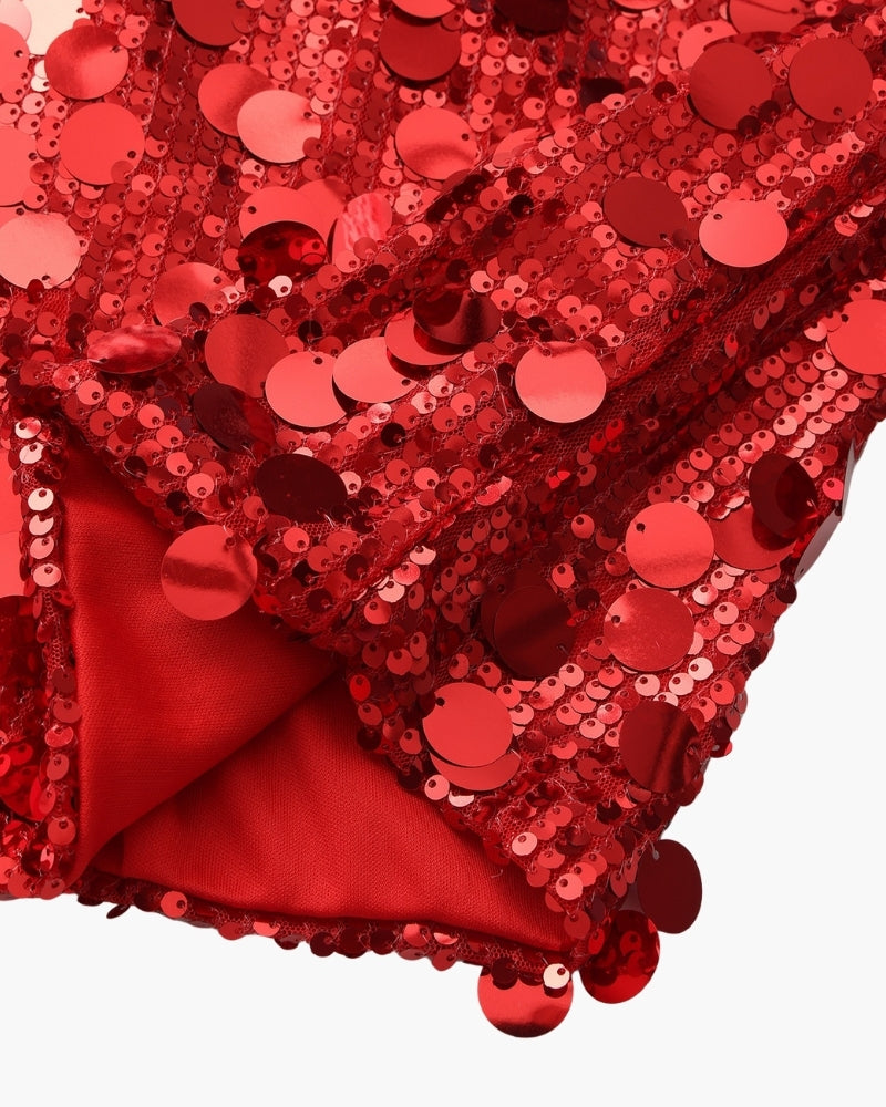 Vestido curto de festa com lantejoulas