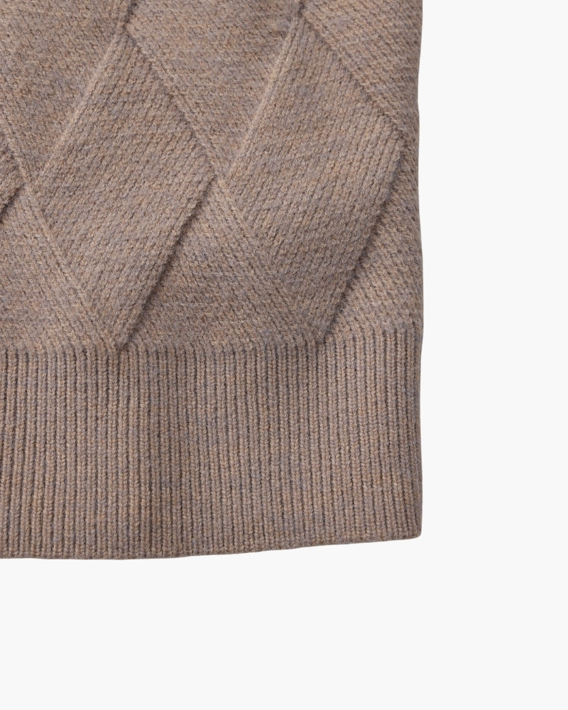 Suéter de gola redonda com tricô em losango