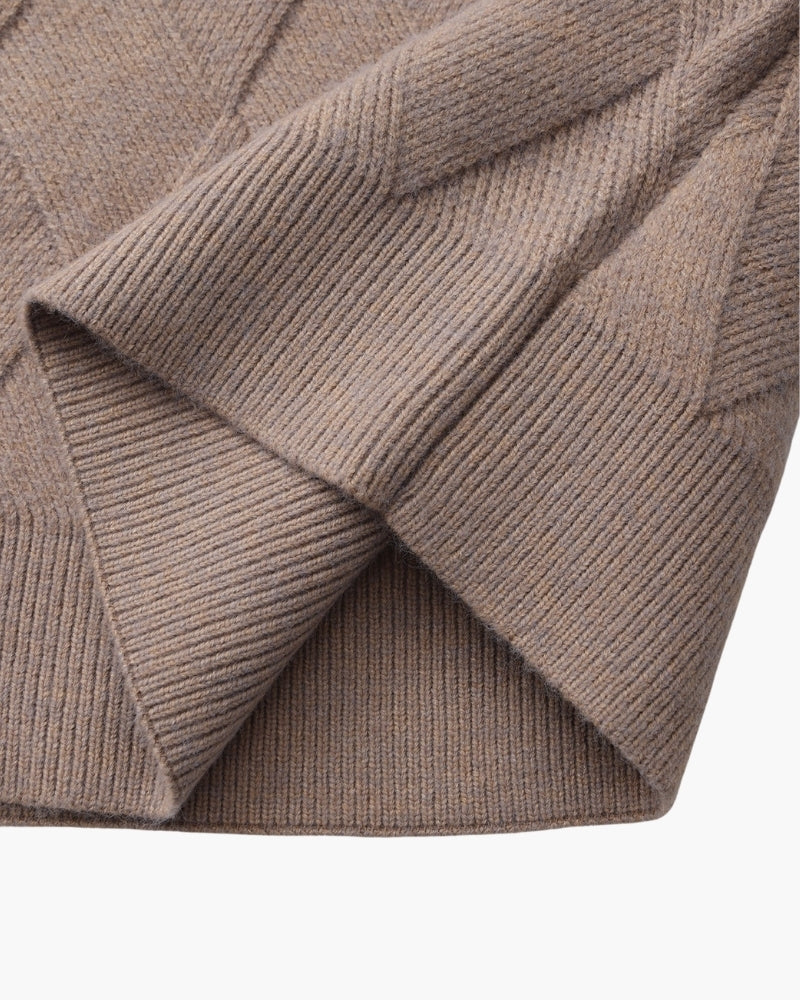 Suéter de gola redonda com tricô em losango