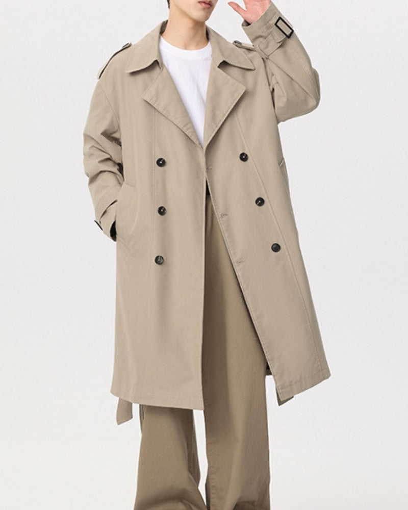 Trench coat clássico de abotoamento duplo 