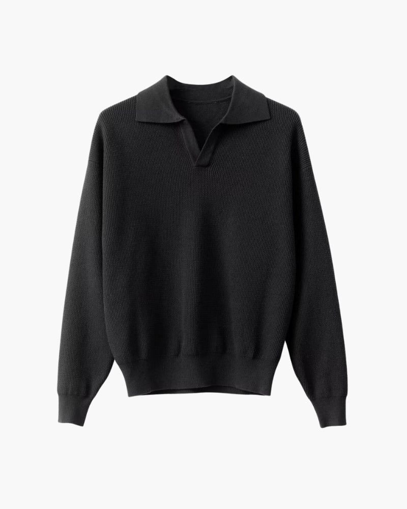 Suéter polo de malha texturizada