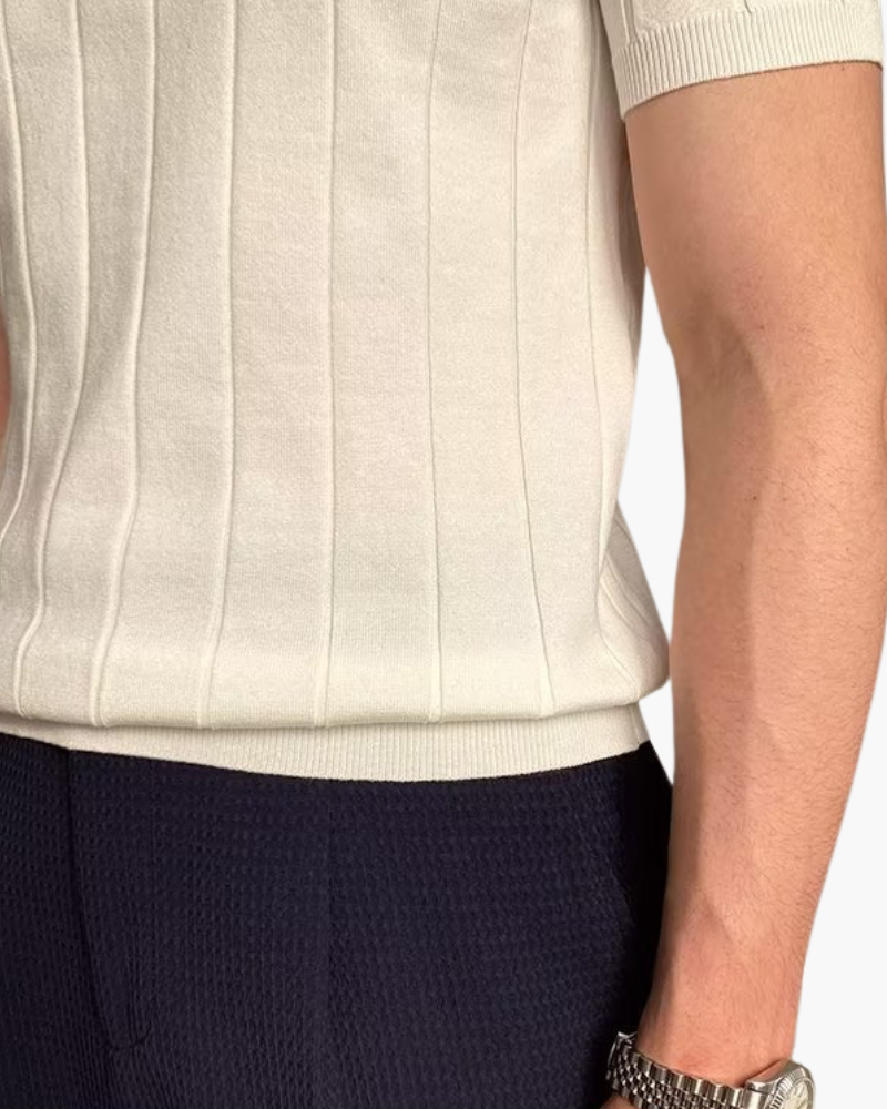 Polo de algodão canelado Cannes