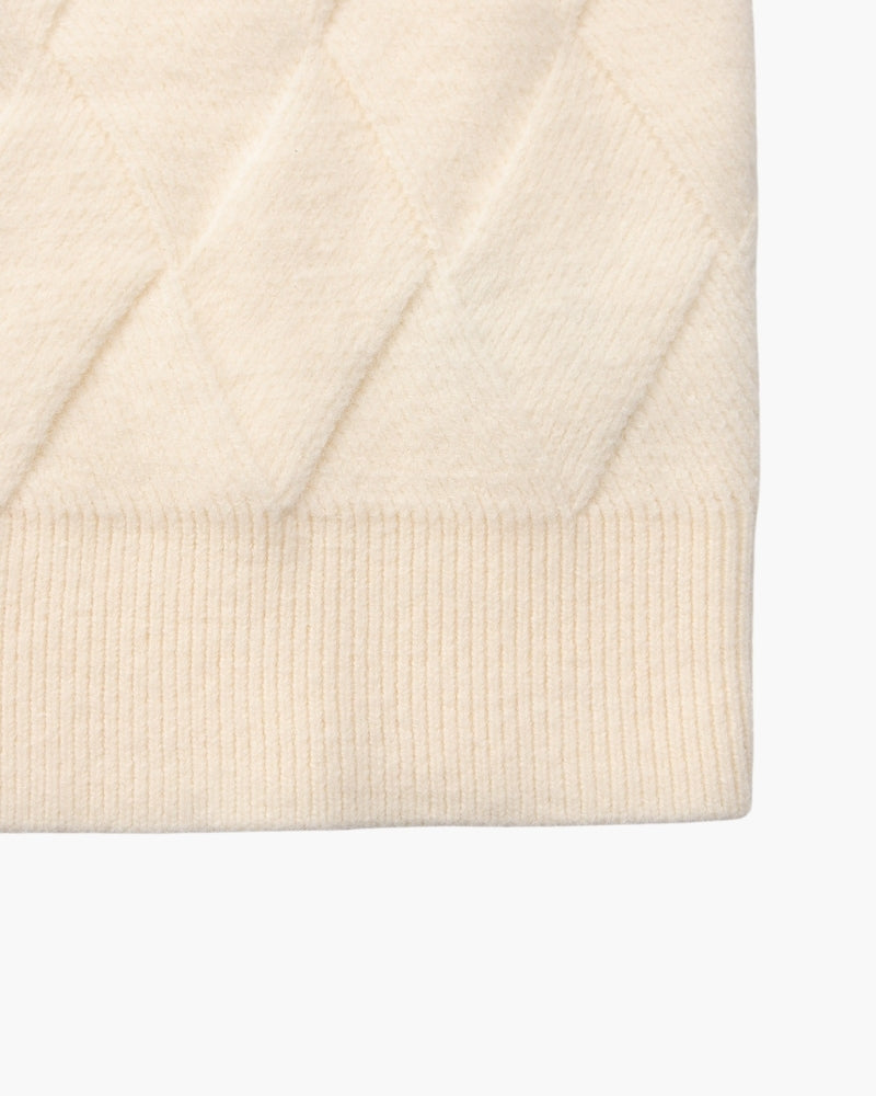 Suéter de gola redonda com tricô em losango