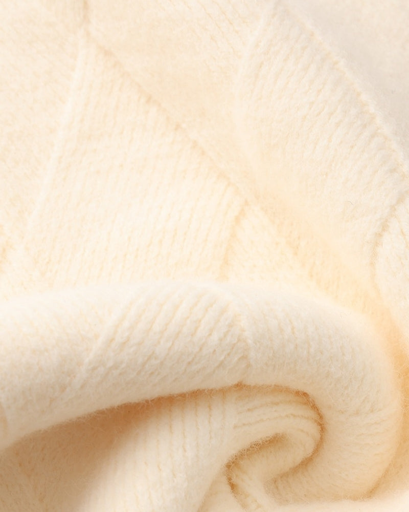 Suéter de gola redonda com tricô em losango