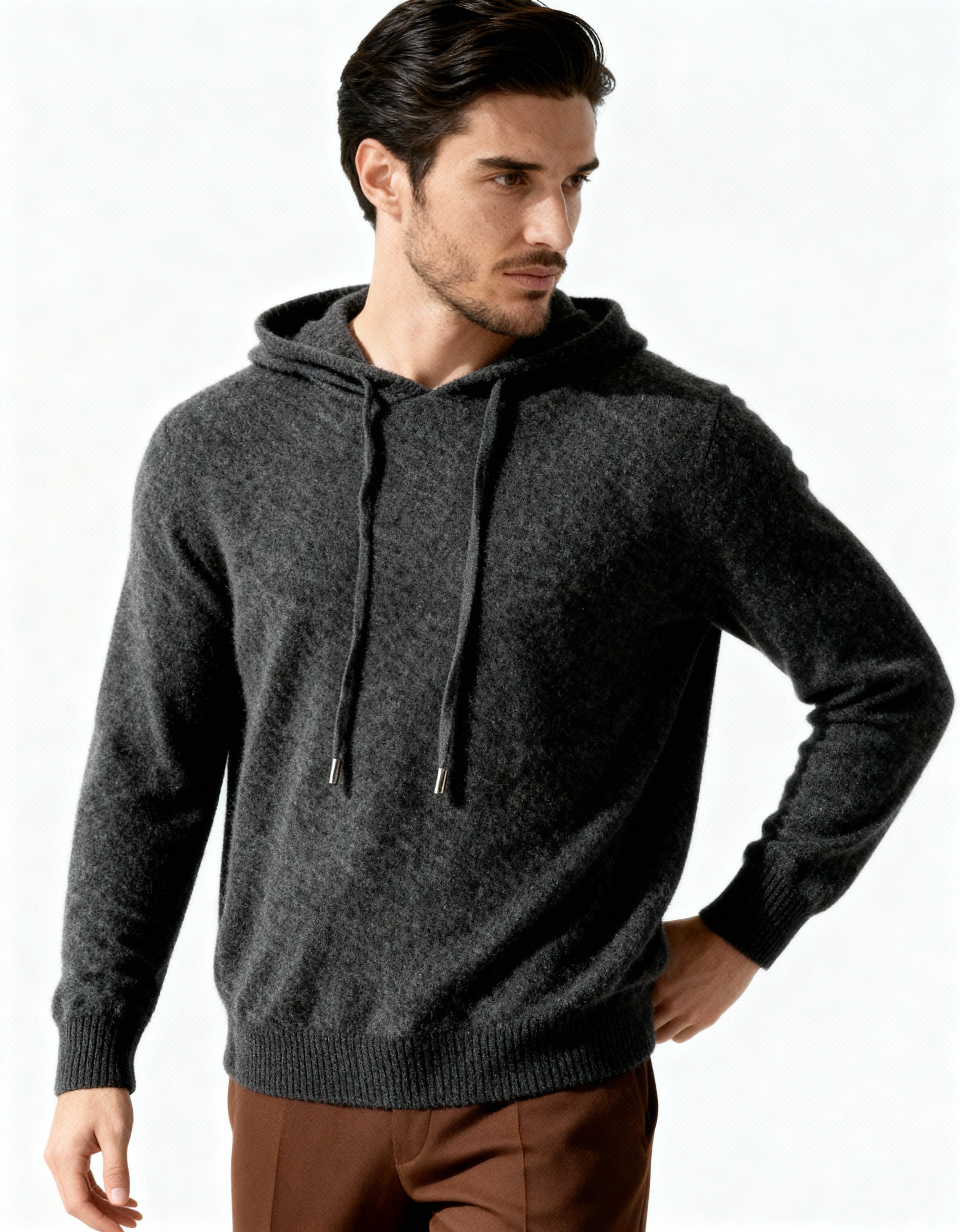 Moletom com capuz 100% cashmere