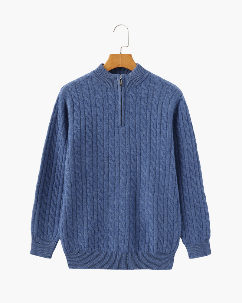Pianizzo navy cashmere half-zip sweater — refined Italian design and timeless elegance