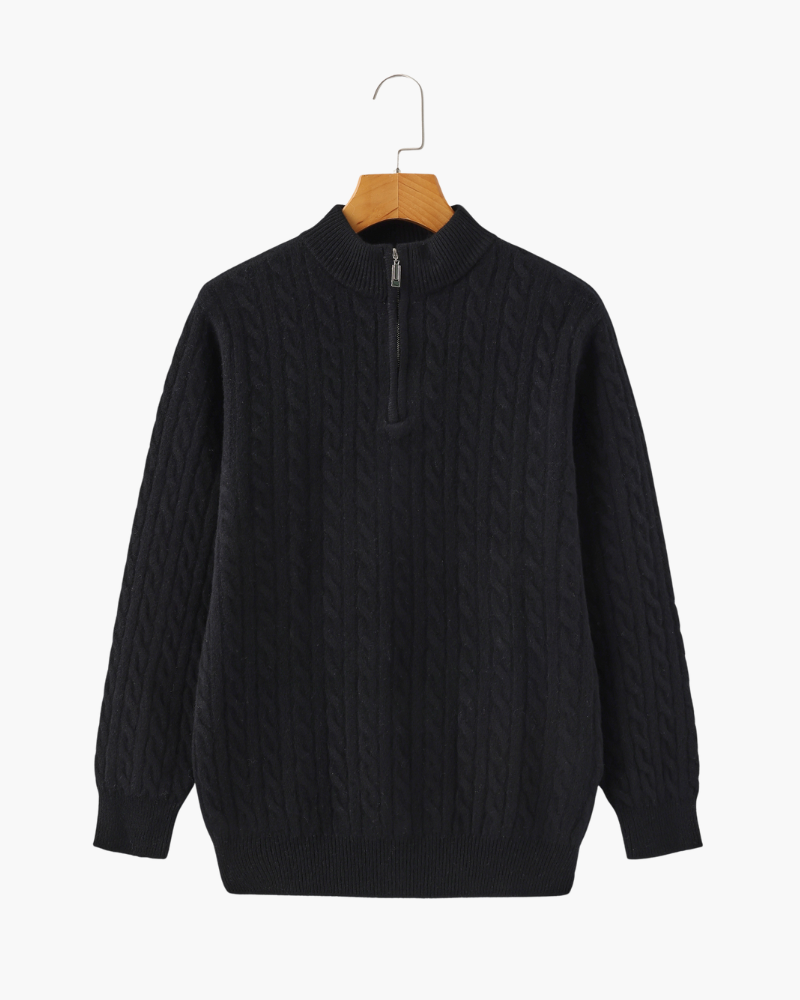 Pianizzo black cashmere half-zip sweater — premium handcrafted menswear