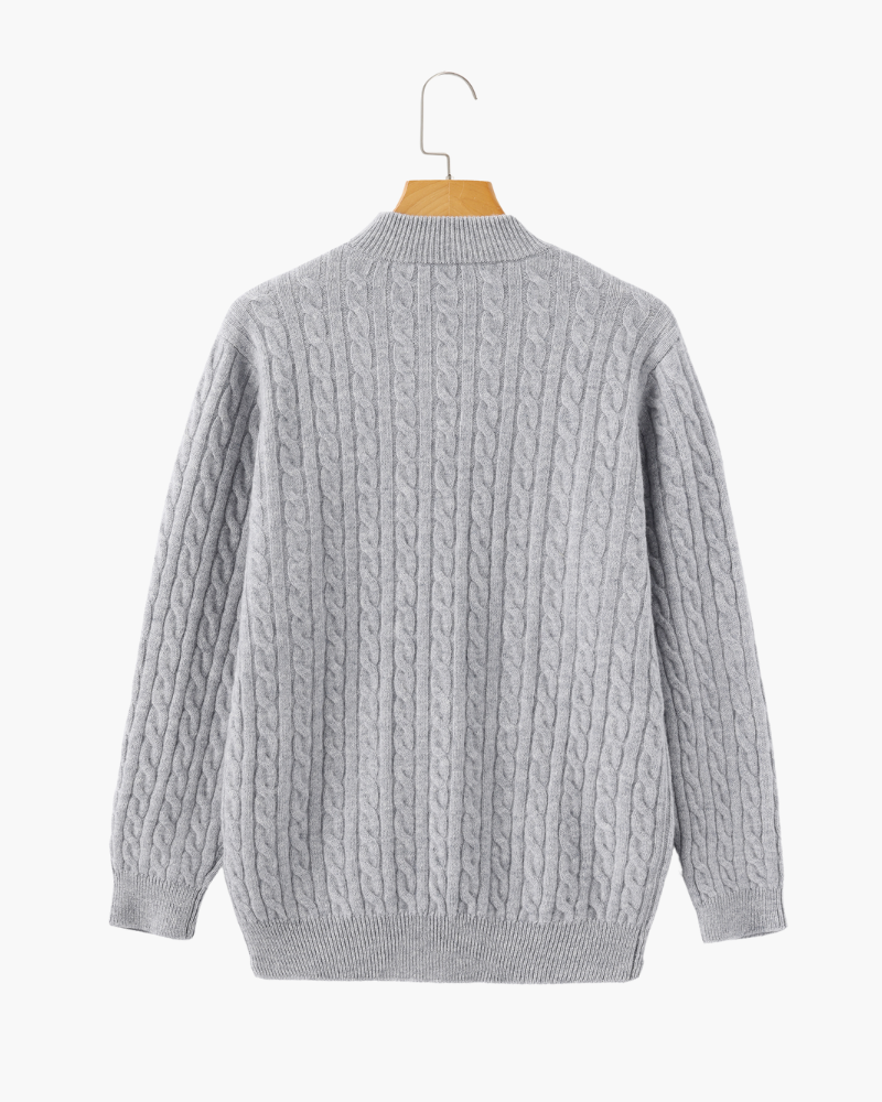 Pianizzo Bellagio 100% cashmere half-zip sweater in gray — handcrafted Italian luxury knitwear for men
