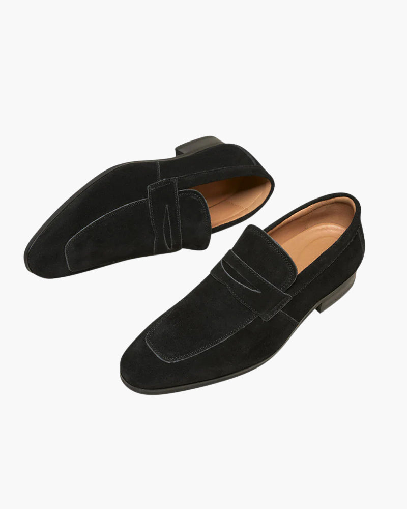 Pianizzo Genova suede loafers in black — Italian handcrafted men’s loafers