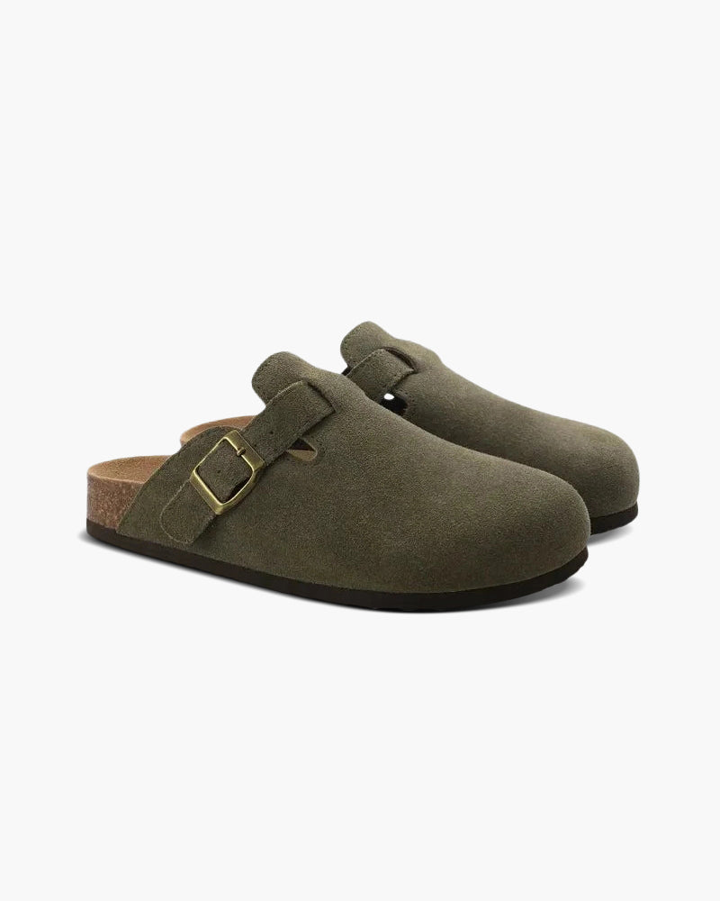 Pianizzo Sicilia suede open loafers in olive — classic quiet luxury footwear